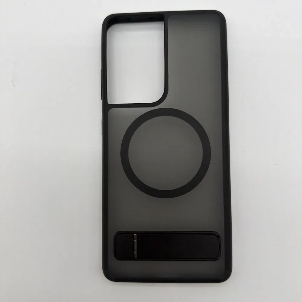 Magnetic Magsafe Matte Case For Samsung S21 Ultra Case With Stand - Black